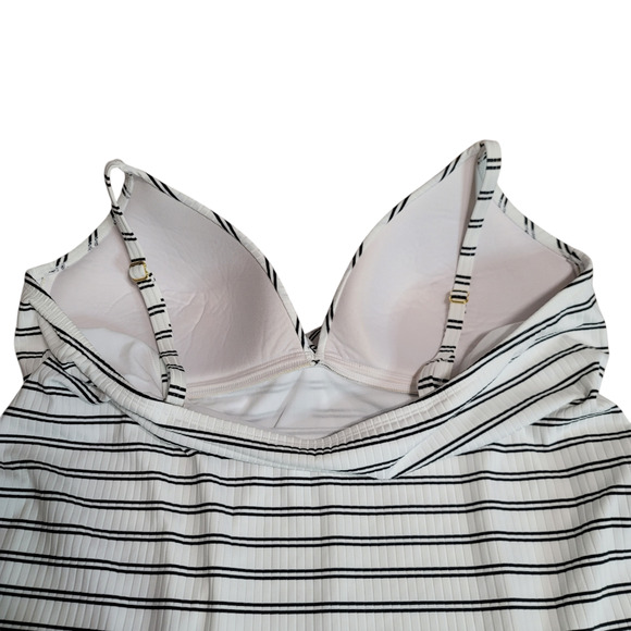 Freshwater White Black Striped Tankini Top Size 3X - Picture 3 of 8